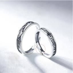 Vintage Creative Couple Rings for Lovers Statement Silver Color Engraving Whale Elk Star Moon Open Engagement Wedding Band Gift