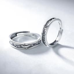 Vintage Creative Couple Rings for Lovers Statement Silver Color Engraving Whale Elk Star Moon Open Engagement Wedding Band Gift