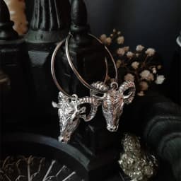 Baphomet Weight Goat Hoops Earrings Gothic Witch Satan Occult Alternative Jewelry Satanic Ram Skull Fashion Medieval Women Gift