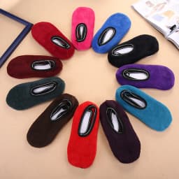 Qisin 1Pair New Arrived Fashion Warm Antiskid Thick Home Floor Socks Woman Warm Slippers Solid Color Sock Bedroom Shoes Slippers