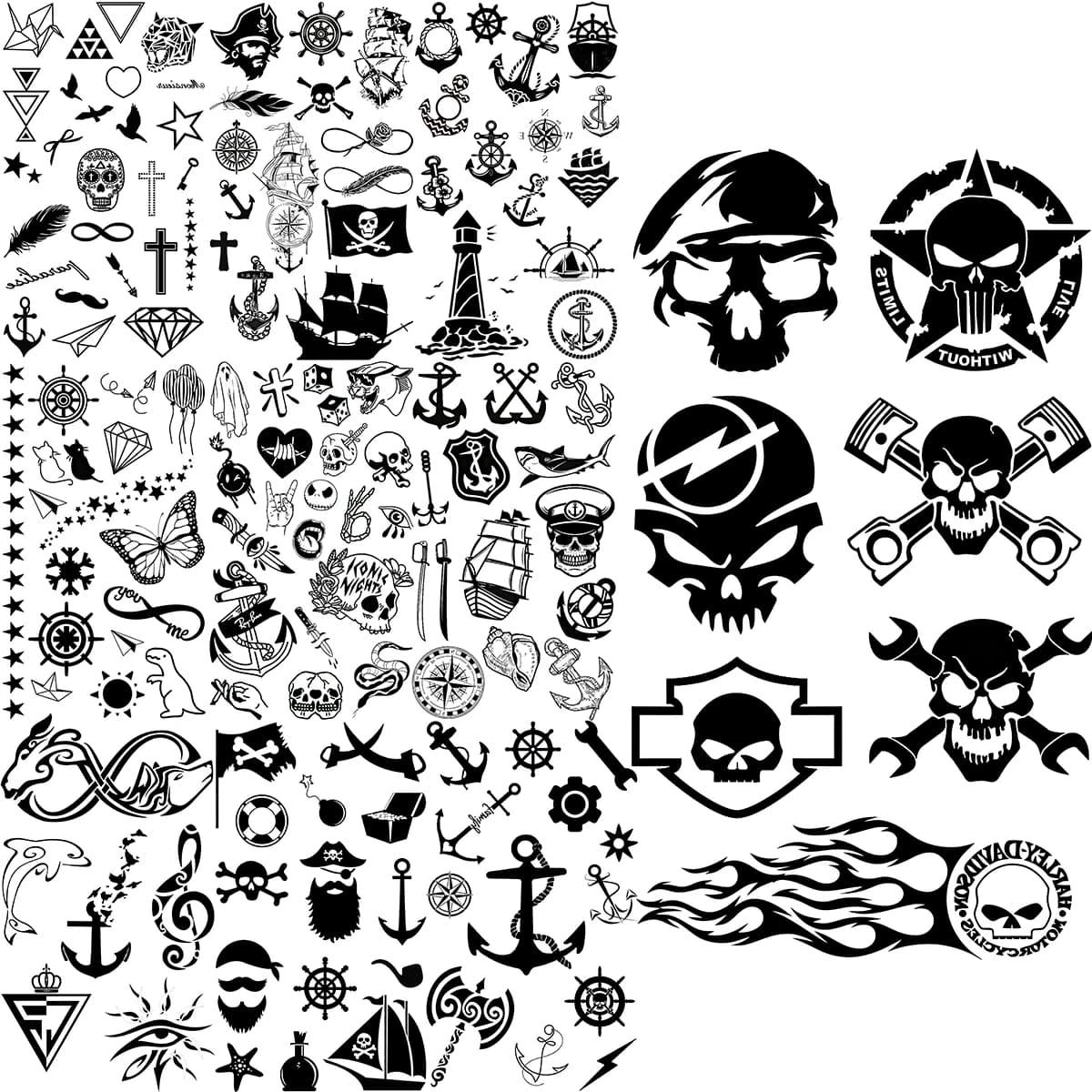 Badge Pirate Temporary Tattoos For Men Adults Realistic Infinite Pirate Ship Lighthouse Fake Tattoo Sticker Body Arm Tatoos DIY