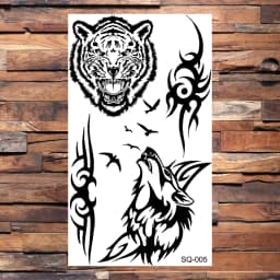 Black Scorpion Temporary Tattoos For Adults Men Realistic Dragon Wolf Tiger Thorns Fake Tattoo Sticker Hand Leg Tatoos Creative