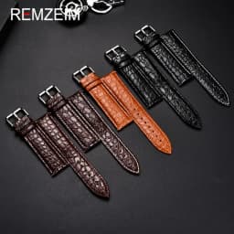 REMZEIM Universal Crocodile Pattern Soft Wrist Belt Bracelet Comfortable Genuine Leather Watch Strap 16/18/20/22mm Watch Band