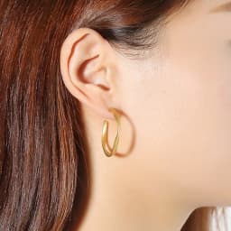 Dainty Twisted Stainless Steel Hoop Earrings for Women, Gold Color Plating Circle Round Ear Clip Accessory Mother's Day Gift