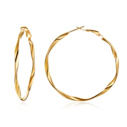 Dainty Twisted Stainless Steel Hoop Earrings for Women, Gold Color Plating Circle Round Ear Clip Accessory Mother's Day Gift