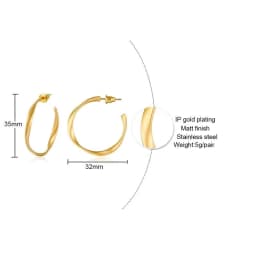 Dainty Twisted Stainless Steel Hoop Earrings for Women, Gold Color Plating Circle Round Ear Clip Accessory Mother's Day Gift