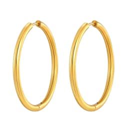 Dainty Twisted Stainless Steel Hoop Earrings for Women, Gold Color Plating Circle Round Ear Clip Accessory Mother's Day Gift