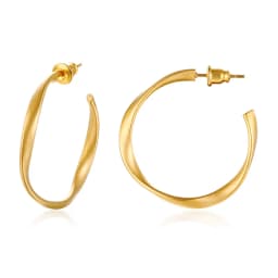 Dainty Twisted Stainless Steel Hoop Earrings for Women, Gold Color Plating Circle Round Ear Clip Accessory Mother's Day Gift