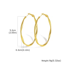 Dainty Twisted Stainless Steel Hoop Earrings for Women, Gold Color Plating Circle Round Ear Clip Accessory Mother's Day Gift