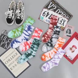 Autumn And Winter New Products Tie-dye Socks Women's Cotton Tube Socks Korean Personality Street Sports Style Basketball Socks