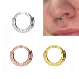 316L Surgical Stainless Steel Segment 3 Layer Septum Nose Rings Hoops for Women Clicker Tragus Helix earrings body Piercing 1pc
