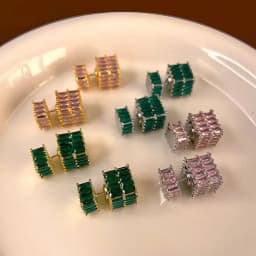 High-quality High-End Zircon Vintage Fashion Jewelry, Women Cubic Square Earrings Women's Light Luxury Style Earrings Girl Gifts
