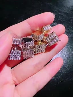 High-quality High-End Zircon Vintage Fashion Jewelry, Women Cubic Square Earrings Women's Light Luxury Style Earrings Girl Gifts