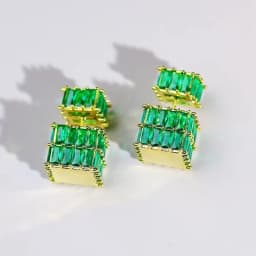 High-quality High-End Zircon Vintage Fashion Jewelry, Women Cubic Square Earrings Women's Light Luxury Style Earrings Girl Gifts