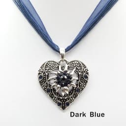 Heart Shape Vintage Carved Edelweiss Pendant Necklace Women Multicolor Rhinestone Ribbon Rope Necklace Oktoberfest Jewelry