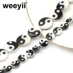 8/12mm Tai Chi Bagua Shell Beads Charm Pendant Black White Round Gossip Yin Yang Beads For Jewelry Making DIY Hairpin Gift