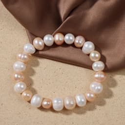 Elegant Natural Freshwater Pearl Bracelets for Women White Baroque Pearl Charm Elastic Bangle Fine Jewelry Wedding Party 8-9mm