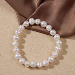 Elegant Natural Freshwater Pearl Bracelets for Women White Baroque Pearl Charm Elastic Bangle Fine Jewelry Wedding Party 8-9mm