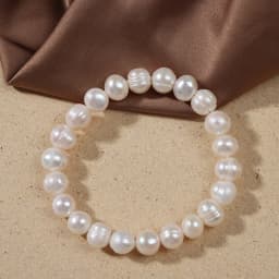 Elegant Natural Freshwater Pearl Bracelets for Women White Baroque Pearl Charm Elastic Bangle Fine Jewelry Wedding Party 8-9mm