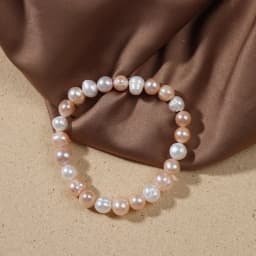 Elegant Natural Freshwater Pearl Bracelets for Women White Baroque Pearl Charm Elastic Bangle Fine Jewelry Wedding Party 8-9mm