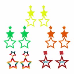 Punk Neon Color Star Acrylic Dangle Earrings For Women Hollow Geometric Pentagram Long Drop Earrings Fashion Jewelry Gifts
