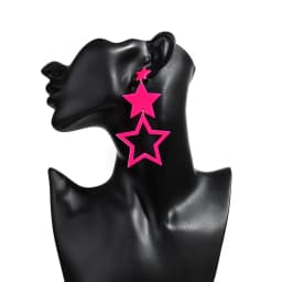 Punk Neon Color Star Acrylic Dangle Earrings For Women Hollow Geometric Pentagram Long Drop Earrings Fashion Jewelry Gifts