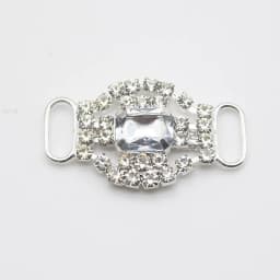 LKERAN 10Pcs 20*34mm Fashion Crystal Buckles Rhinestone Bikini Connector Ribbon Clothing Buckle