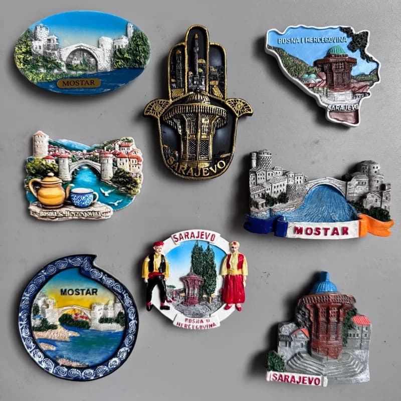Bosnia and Herzegovina Fridge Magnets Sarajevo Mostar Neretva River BIH Tourist Souvenir Refrigerator Magnets Collection Gifts