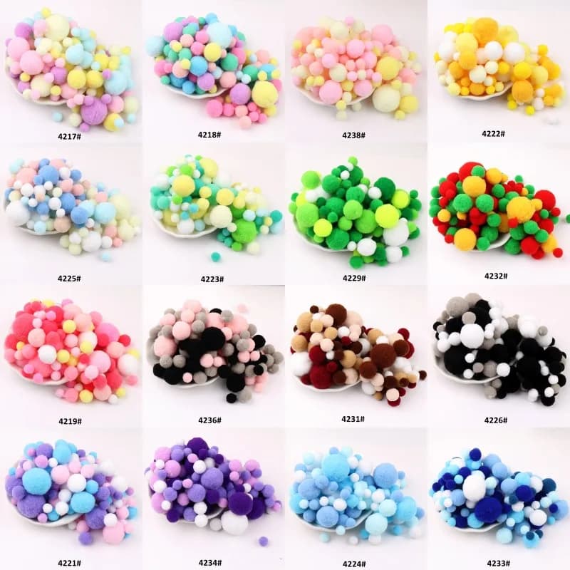 10mm To 30mm 20g Multi Size Mix Colors Pompom Fur Craft DIY Soft Pom Poms Balls Wedding Decoration Glue on Cloth Accessories