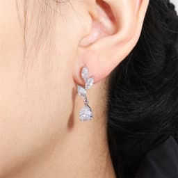 ZAKOL Vintage Flower Shape Zircon Water Drop Crystal Pendant Dangle Women's Earrings Bridal Wedding Jewelry 2026 Trend
