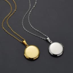 Round Photo Frame Locket Pendant Necklace Mirror Polish Stainless Steel Memorial Locket Jewelry Includes 20 Inch Chain