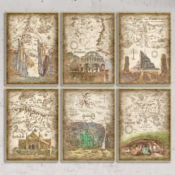 Tolkien Middle Earth Retro Travel Map Wall Art Canvas Painting Prints Fantasy Literature Movie Poster Wall Pictures Home Decor