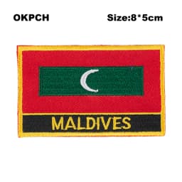 Maldives Flag Embroidery Patches Iron on Saw on Transfer patches Sewing Applications for Clothes in Home&Garden