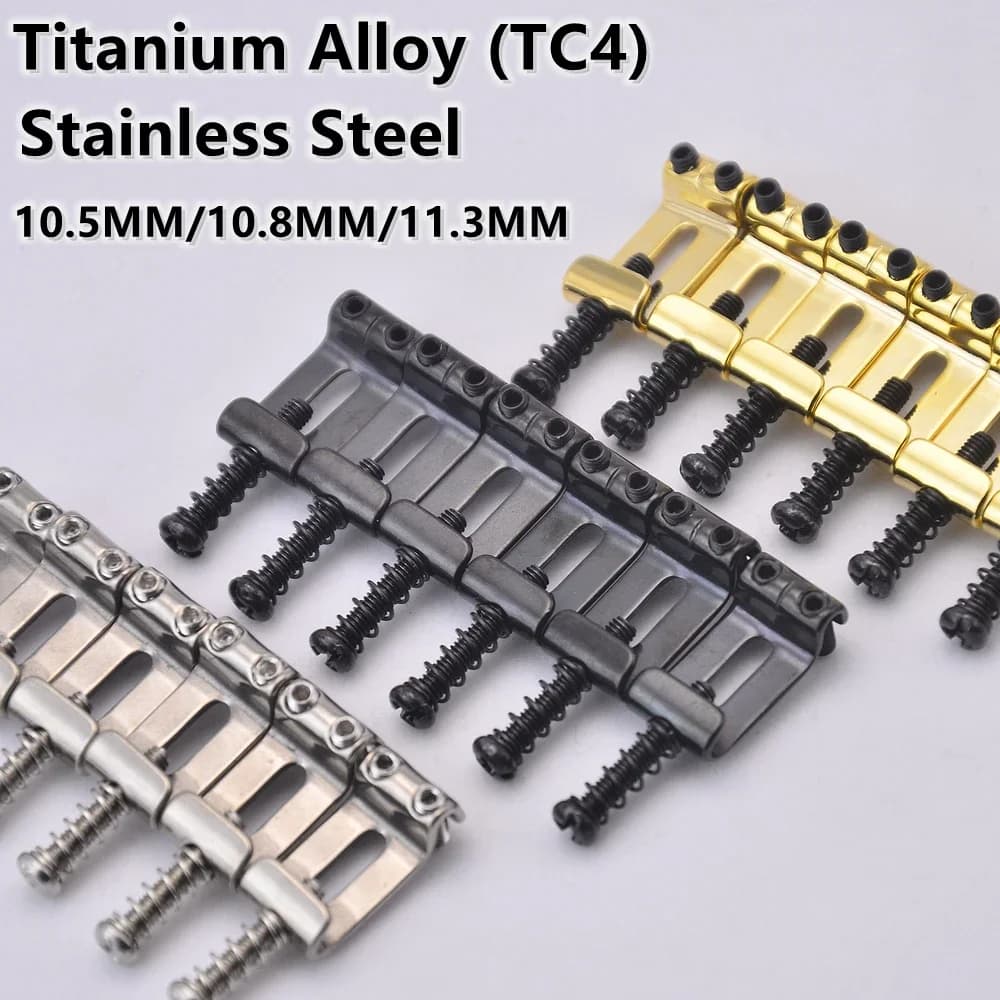 1 Set 10.5MM/10.8MM/11.3MM Stainless Steel / Titanium Alloy (TC4) Electric Guitar Bridge Saddle for Fende.r ST