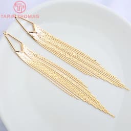 (2947)2PCS Full Length 125MM 24K Gold Color Brass Chain Tassel Charms Pendants High Quality Jewelry Making Supplies Diy Findings