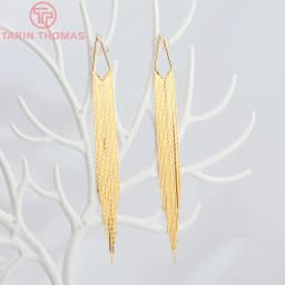 (2947)2PCS Full Length 125MM 24K Gold Color Brass Chain Tassel Charms Pendants High Quality Jewelry Making Supplies Diy Findings