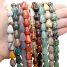 6 8 10MM Natural Stone Water Drop Turquoises Agates Quartz Jades Loose Spacer Beads For Jewelry Making DIY Bracelet Accessories