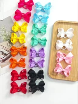 20PCS 3 Inches Baby Girls Mini Hair Bows Ties Elastic Hair Rubber Band Grosgrain Ribbon Hair Accessories for Kids Toddlers