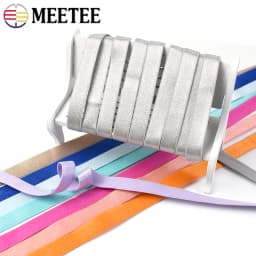 Meetee 5/10/20Meters 10mm Width Colored Elastic Bands Underwear Shoulder Strap Bra Nylon Webbing DIY Garment Sewing Accessories