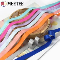 Meetee 5/10/20Meters 10mm Width Colored Elastic Bands Underwear Shoulder Strap Bra Nylon Webbing DIY Garment Sewing Accessories