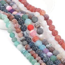 4/6/8/10/12mm Natural Colorful Frost Cracked Agates Stone Round Loose Spacer Beads For Jewelry Making DIY Bracelet Handmade