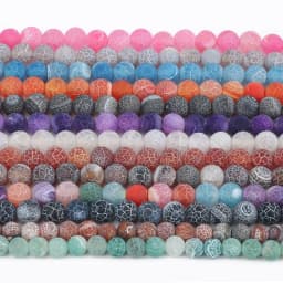 4/6/8/10/12mm Natural Colorful Frost Cracked Agates Stone Round Loose Spacer Beads For Jewelry Making DIY Bracelet Handmade