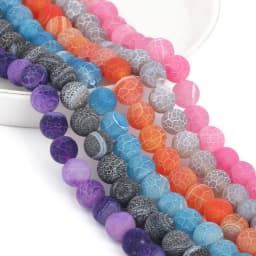 4/6/8/10/12mm Natural Colorful Frost Cracked Agates Stone Round Loose Spacer Beads For Jewelry Making DIY Bracelet Handmade