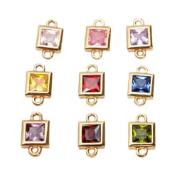 1pcs Diy Jewelry Accessories Copper Inlaid Zircon Square Geometry Double Pendant Earrings Bracelet Material Handmade Charms