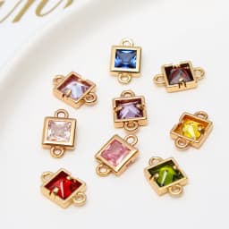1pcs Diy Jewelry Accessories Copper Inlaid Zircon Square Geometry Double Pendant Earrings Bracelet Material Handmade Charms