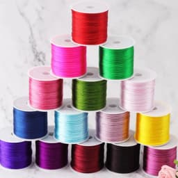 1mm Rope Satin Rattail Polyester Nylon Cords String Chinese Knot Cord DIY Bracelet Jewelry Making Supplies 50meters Roll