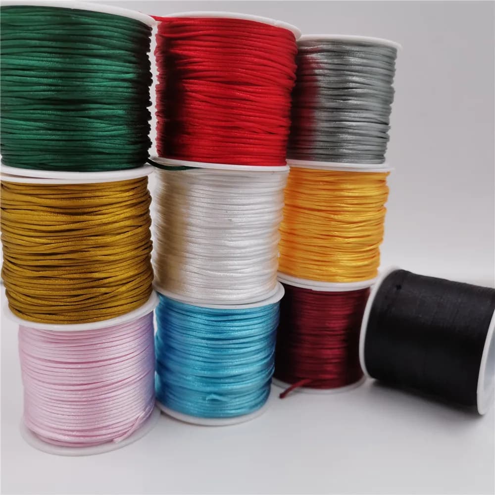 1mm Rope Satin Rattail Polyester Nylon Cords String Chinese Knot Cord DIY Bracelet Jewelry Making Supplies 50meters Roll