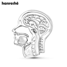 Hanreshe Anatomy Head Bones Pins Silver Plated Metal Lapel Backpack Brooch Badges Medical Jewelry for Doctors Nurses