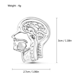 Hanreshe Anatomy Head Bones Pins Silver Plated Metal Lapel Backpack Brooch Badges Medical Jewelry for Doctors Nurses