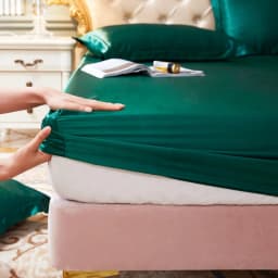 Satin Rayon Fitted Sheet Solid Color Mattress Cover With Elastic Band Bed Sheet High-End Home Hotel Bedding Fit Sheet